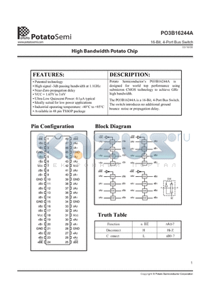 PO3B16244A datasheet - 16-Bit, 4-Port Bus Switch