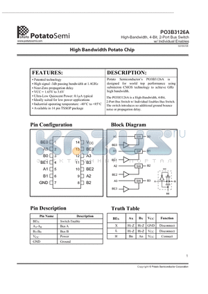 PO3B3126ATU datasheet - 8-Bit, 2-Port Bus Switch w/ Individual Enables