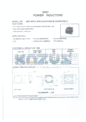 SPC-06704-100 datasheet - SMD POWER INDUCTORS