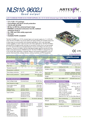 NLS110-9602J datasheet - 80-110 W AC/DC Universal Input Switch Mode Power Supplies