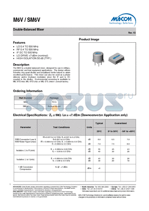 SM6V datasheet - Double-Balanced Mixer