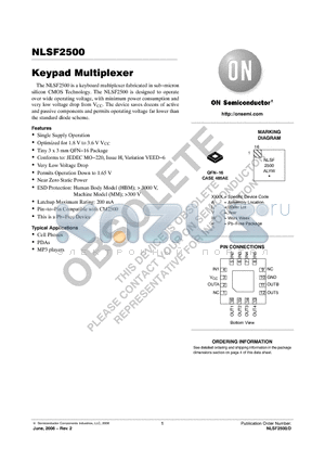 NLSF2500 datasheet - Keypad Multiplexer
