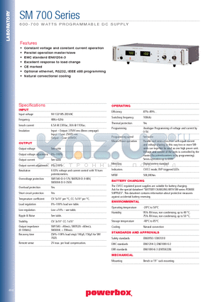 SM700 datasheet - 600-700 WATTS PROGRAMMABLE DC SUPPLY