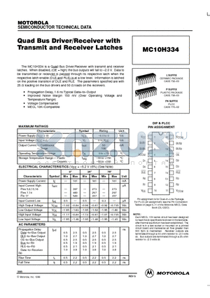 MC10H334 datasheet - Quad Bus Driver/Receiver with Transmit and Receiver Latches