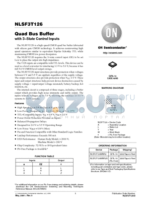 NLSF3T126 datasheet - Quad Bus Buffer with 3−State Control Inputs