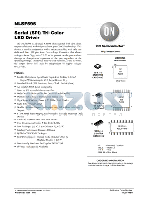 NLSF595DR2 datasheet - Serial (SPI) Tri-Color LED Driver