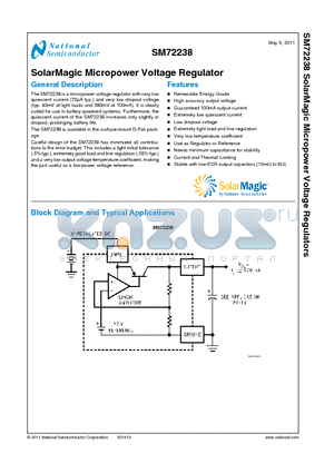 SM72238 datasheet - SolarMagic Micropower Voltage Regulator