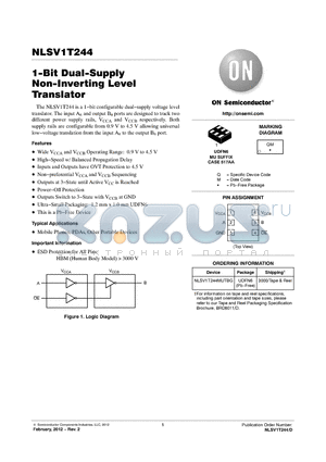 NLSV1T244_12 datasheet - 1-Bit Dual-Supply Non-Inverting Level Translator