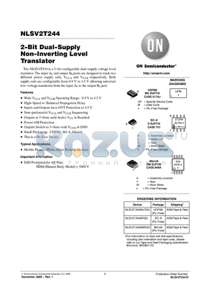 NLSV2T244 datasheet - 2-Bit Dual-Supply Non-Inverting Level Translator