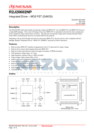 R2J20602NP datasheet - Integrated Driver - MOS FET (DrMOS)