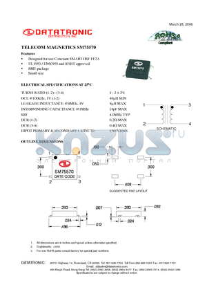 SM75570 datasheet - TELECOM MAGNETICS