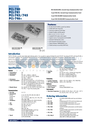 PCL-741 datasheet - RS-232/422/485, Current-loop Communication Card