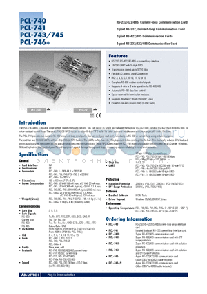 PCL-743 datasheet - RS-232/422/485, Current-loop Communication Card