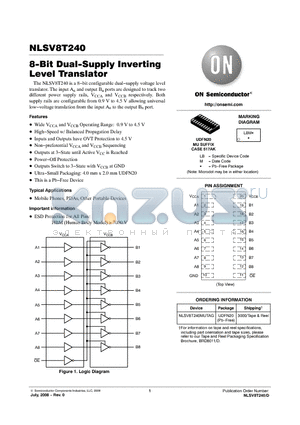 NLSV8T240MUTAG datasheet - 8-Bit Dual-Supply Inverting Level Translator