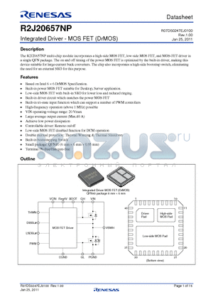 R2J20657NP datasheet - Integrated Driver - MOS FET (DrMOS)