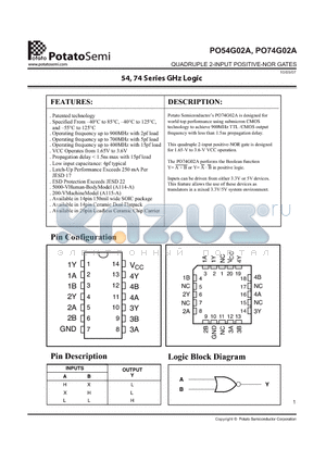 PO54G02AFU datasheet - QUADRUPLE 2-INPUT POSITIVE-NOR GATES