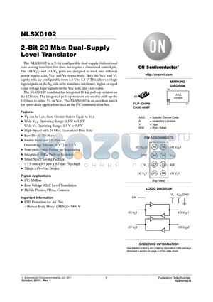 NLSX0102 datasheet - 2-Bit 20 Mb/s Dual-Supply Level Translator