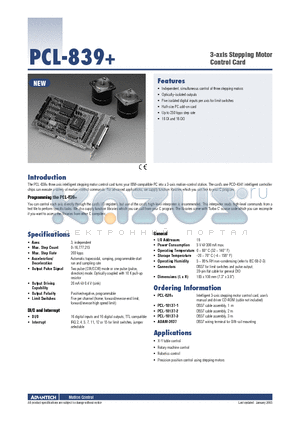 PCL-839+ datasheet - 3-axis Stepping Motor Control Card