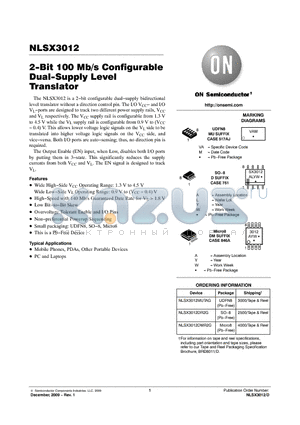 NLSX3012DMR2G datasheet - 2-Bit 100 Mb/s Configurable Dual-Supply Level Translator