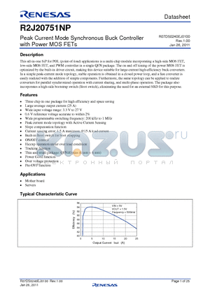 R2J20751NP datasheet - Peak Current Mode Synchronous Buck Controller with Power MOS FETs