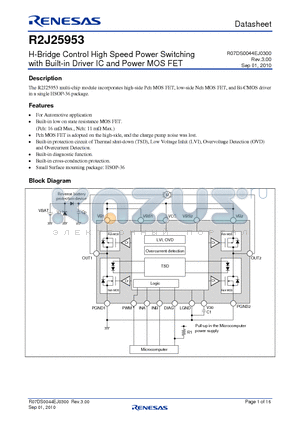 R2J25953 datasheet - H-Bridge Control High Speed Power Switching with Built-in Driver IC and Power MOS FET