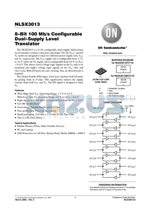 NLSX3013 datasheet - 8-Bit 100 Mb/s Configurable Dual-Supply Level Translator