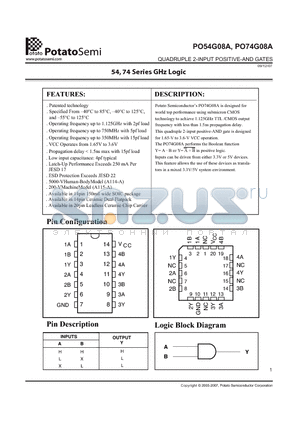 PO54G08A datasheet - QUADRUPLE 2-INPUT POSITIVE-AND GATES