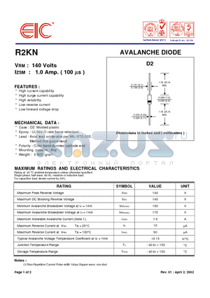 R2KN datasheet - AVALANCHE DIODE