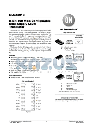 NLSX3018DWR2G datasheet - 8-Bit 100 Mb/s Configurable Dual-Supply Level Translator