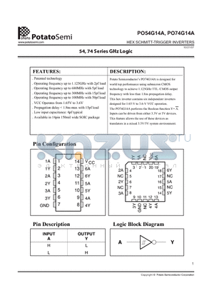 PO54G14AFU datasheet - HEX SCHMITT-TRIGGER INVERTERS