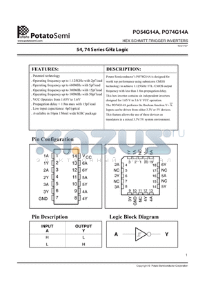 PO54G14ALU datasheet - HEX SCHMITT-TRIGGER INVERTERS