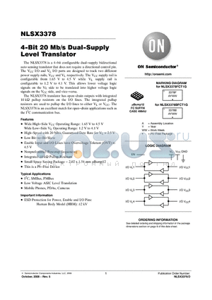 NLSX3378BFCT1G datasheet - 4-Bit 20 Mb/s Dual-Supply Level Translator