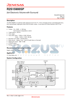 R2S15900SP_06 datasheet - 2ch Electronic Volume with Surround