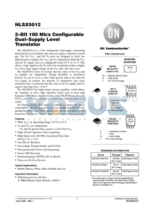 NLSX5012MUTAG datasheet - 2-Bit 100 Mb/s Configurable Dual-Supply Level Translator