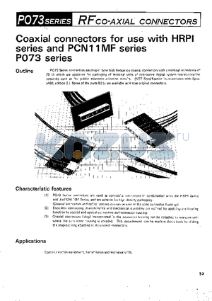 PO73-MP-3CW datasheet - RFCO-AXIAL CONNECTORS(COAXIAL CONNECTORS for use with HRPI)