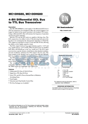 MC10H680 datasheet - 4−Bit Differential ECL Bus to TTL Bus Transceiver