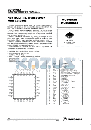 MC10H681 datasheet - Hex ECL/TTL Transceiver with Latches