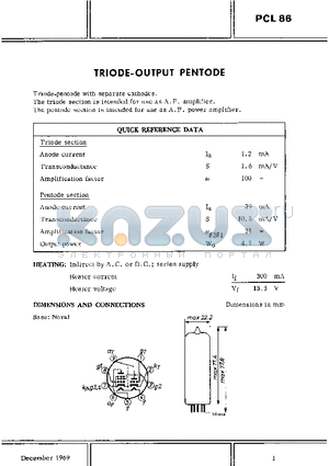 PCL86 datasheet - TRIODE-OUTPUT PENTODE