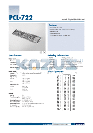 PCLD-7216 datasheet - 144-ch Digital I/O ISA Card