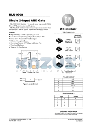 NLU1G08CMX1TCG datasheet - Single 2-Input AND Gate