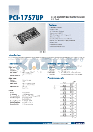 PCLD-782B datasheet - 24-ch Digital I/O Low Profile Universal PCI Card