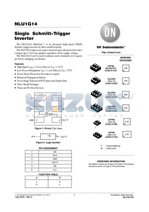 NLU1G14AMX1TCG datasheet - Single Schmitt-Trigger Inverter