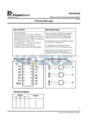 PO74G10A datasheet - TRIPLE 3-INPUT POSITIVE-NAND GATES