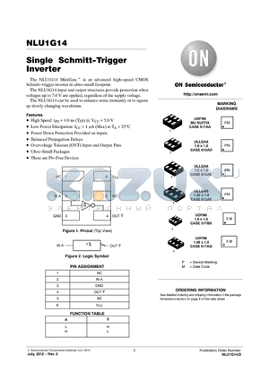 NLU1G14CMUTCG datasheet - Single Schmitt-Trigger Inverter