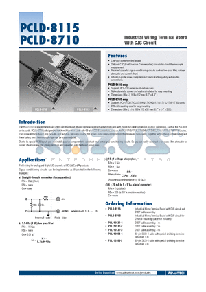 PCLD-8115 datasheet - Industrial Wiring Terminal Board With CJC Circuit