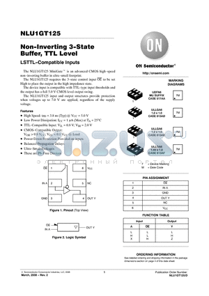 NLU1GT125 datasheet - Non-Inverting 3-State Buffer, TTL Level LSTTL-Compatible Inputs