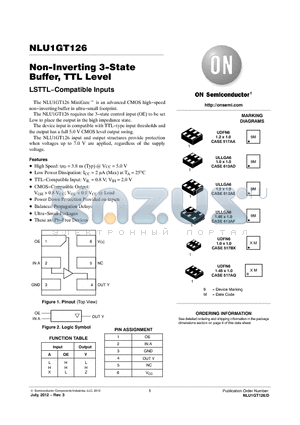 NLU1GT126CMUTCG datasheet - Non-Inverting 3-State Buffer, TTL Level