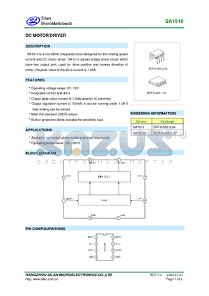 SA1510 datasheet - DC MOTOR DRIVER