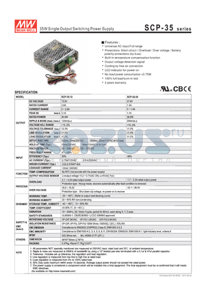 SPC-35-24 datasheet - 35W Single Output Switching Power Supply