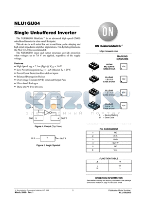 NLU1GU04 datasheet - Single Unbuffered Inverter